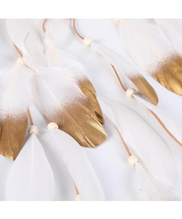 Hair Feathers - Indian Hippie Headband long Headband with Multiple White Spray Painted Feathers Boho Hair Accessories for Women Festival Accessories Party - Buy Online on GoSupps.com