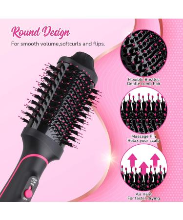4-in-1 Hair Dryer Brush - Professional Hot Air Styling Tool for Straightening, Curling, and Drying - Pink - Buy Online on GoSupps.com