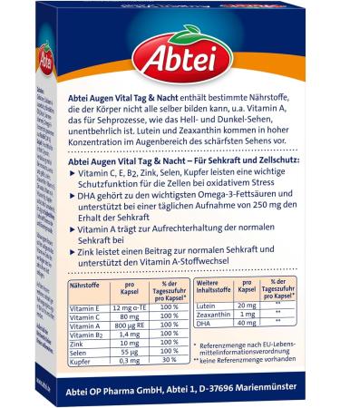 Abbey Eyes Vital Day & Night - High Dose Vitamin A Lutein DHA Zeaxanthin - Visual Power Support - 30 Capsules (2 Pack) - International Shipping - Buy Online on GoSupps.com