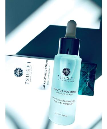 SALICYLIC ACID SERUM for face with Glycolic Acid by TSU:SEI. Tackles and Treats Breakouts Blemishes Spots and Adult Acne. 100% Organic Serum For Face. Cruelty-Free Skin Care. 30ml. - Buy Online on GoSupps.com