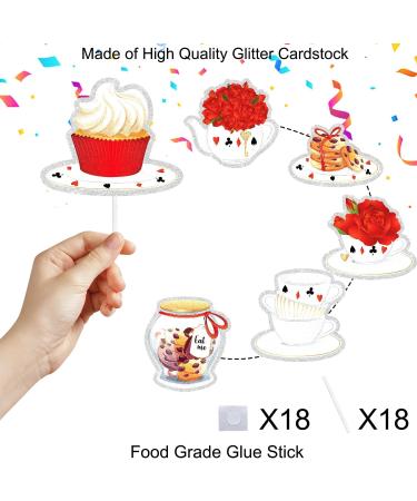 Afternoon Tea Themed Floral Teapot Cupcake Toppers Set of 18 - Perfect for use as Afternoon Tea Party Baby Shower Fairy Tale Theme Party Birthday Party Dessert Decoration - SugarGera - Buy Online on GoSupps.com