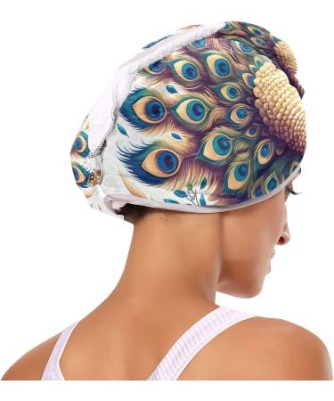 Peacock Hair Towel 2 Pack - Super Absorbent Quick Drying Turbans for Women & Girls | Perfect Hair Drying Solution - Buy Online on GoSupps.com