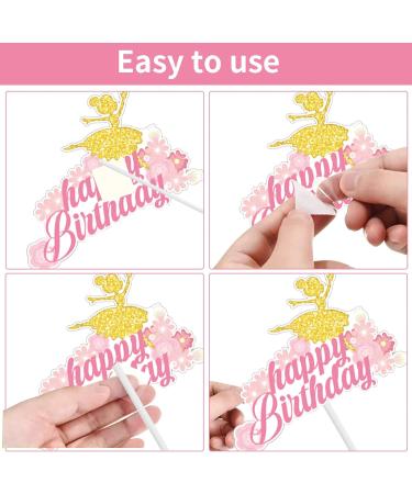 Dancing Cake Toppers Happy Birthday Cake Toppers with Dancing Cupcake Toppers Dancing Cake Table Party Decorations for Kids Dancing Theme Birthday Party Decor Favors Supplies Pink Dancing - Buy Online on GoSupps.com