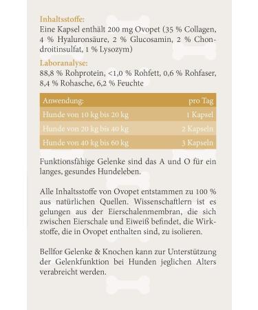 Bellfor Joints and Bones Food Supplement with Ovopet specially designed to regulate joint metabolism and preserve mobility Dogs 50 capsules - Buy Online on GoSupps.com