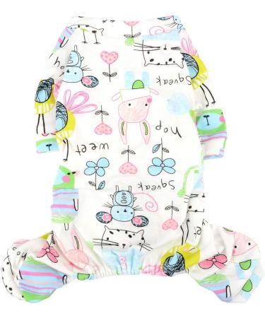 Zunea Small Dog Overall - Enchanting Mouse Floral Cotton Romper for Puppies & Cats | Cozy Four-Legged Pajama Clothing (XL Pack of 1) - Buy Online on GoSupps.com