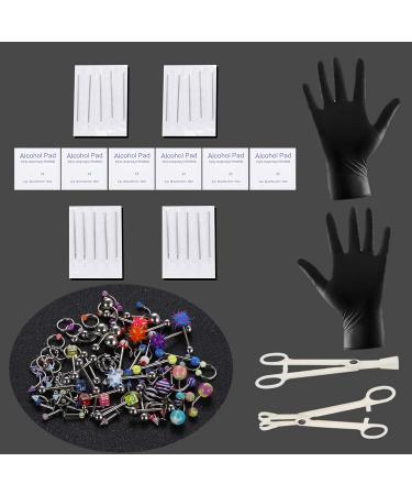 Xpircn 120PCS Piercing Kit Stainless Steel Acrylic 14G 16G - Piercing Jewelry Set with Nose, Septum, Lip, Tongue, Eyebrow, Tragus, Belly, Nipple Barbell Rings - Silver&Acrylic - Buy Online on GoSupps.com