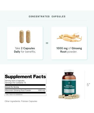 SB Organics Wisconsin Ginseng Capsules - 150 Ct | 1000mg Vegan Non-GMO Gluten-Free American Ginseng Supplements | Made in USA - Buy Online on GoSupps.com