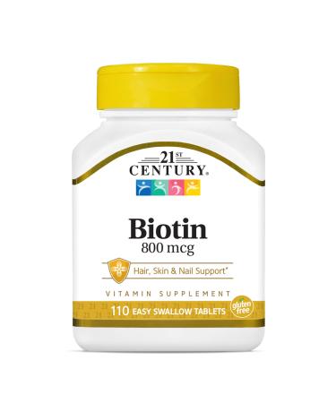 21st Century Biotin 800 mcg 110 Easy Swallow Tablets