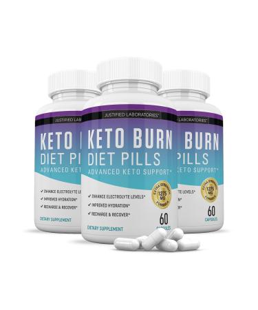 (3 Pack) Keto Burn Diet Pills 1275MG New & Improved Formula Contains Apple Cider Vinegar Extra Virgin Olive Oil Powder Green Tea Leaf 180 Capsules