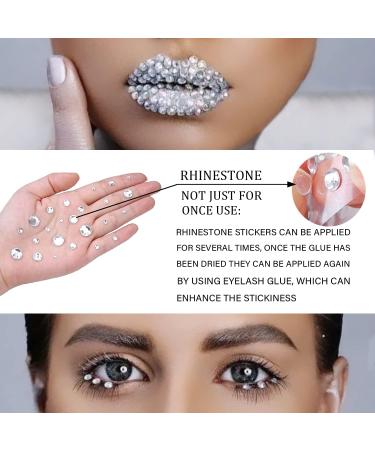 400 Pcs Self-Adhesive Crystal Face Jewels - White Rhinestone Stickers for Women, Festival Accessory, Nail Art, and DIY Crafts - Buy Online on GoSupps.com