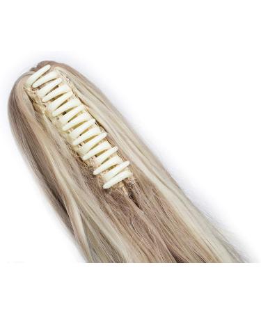 Long Ponytail Hair Extension: 24 Inch Curly Sandy Blonde & Bleach Blonde Claw Clip-In Hairpiece - Buy Online on GoSupps.com