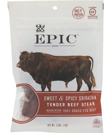 Epic Jerky Bites, 100% Grass Fed, Sweet & Spicy Sriracha, Beef, Cranberry, 2.5 oz.