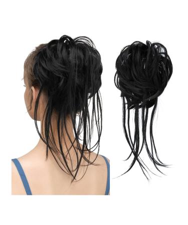 Bun Hair Piece Tousled Updo Messy Bun Hair Piece Chignon Ponytail Extensions with Elastic Rubber Band Curly Scrunchies Ponytail Hairpiece for Women Hair Pieces for Women (Color : 12H24)