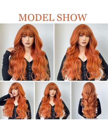 Fei Long Wavy Orange Wig with Ponytail for Women - 28 Heat-Resistant Synthetic Hair Halloween & Cosplay Wig - Buy Online on GoSupps.com