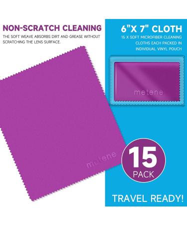 Metene 15 Pack Microfiber Cleaning Cloths - Glasses, Phone, Screens, Camera Lens Cleaner - Dark Purple - Buy Online on GoSupps.com