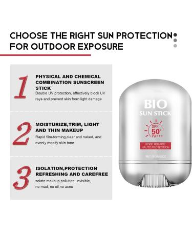 Bio Sun Stick 15g Face Sunscreen | SPF 50+ Moisturizing Brightening Sunscreen Cream UV Protector Concealer Sunblock Stick AntiWrinkle Unisex Sun Stick - Buy Online on GoSupps.com