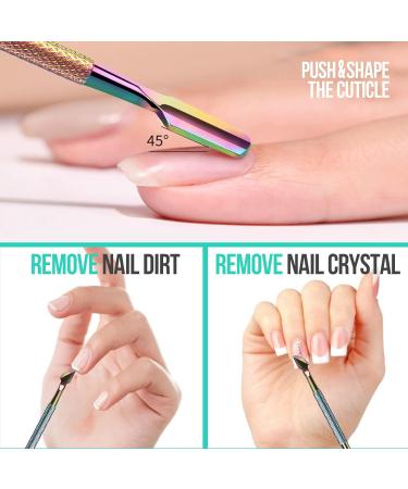 FANDAMEI Double End Cuticle Pusher Gel Nail Polish Remover Kit | Metal Scraper for Acrylic & Gel Polish Removal | Manicure Pedicure Tool for Salon & Home Use - Buy Online on GoSupps.com