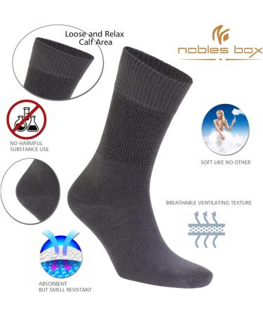 NoblesBox Diabetic Socks | Soft Bamboo for Men & Women | High Circulation, Diabetes, Varicose, Maternity, Neuropathy | 4 Pairs - Buy Online on GoSupps.com
