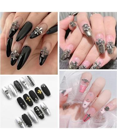Lofuanna 180 Pcs Cross Nail Charms - 3D Chrome Goth Nail Accessories | 36 Styles Rhinestones & Metal Decorations for Unique Nail Art - Buy Online on GoSupps.com