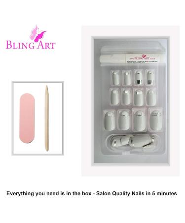 Shop Bling Art White Silver Glossy Oval False Nails - 24 Medium Tips | International Shipping - Buy Online on GoSupps.com