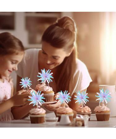 Gyufise 20Pcs Foil Firework Cupcake Toppers Happy Birthday Cake Toppers Sparkle Tinsel Flower Drink Stirrers Cocktail Food Fruit Toothpicks for Valentine's Day Party Supplies Light Blue - Buy Online on GoSupps.com