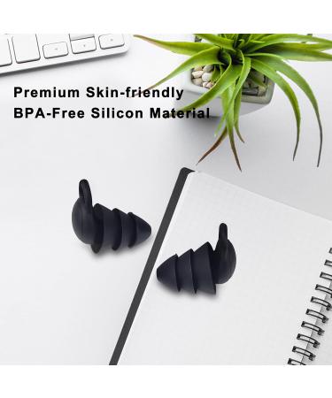 High-Quality Reusable Ear Plugs for Sleeping Noise Cancelling & Hearing Protection - Perfect for Work Concerts Swimming & More - Black Silicone - Buy Online on GoSupps.com