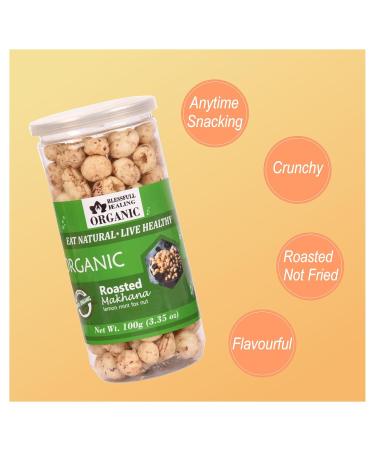 Buy Blessfull Healing Organic Makhana | Roasted Lemon Mint Flavor - 100g | International Shipping Available - Buy Online on GoSupps.com