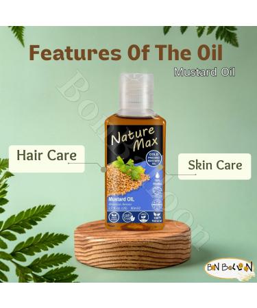 Nature Max Mustard Oil Essential Oils Pure Natural Undiluted Pure for Hair Skin Food & Kitchen Care Cold Pressed Premium (1Pack 2.70 oz / 80 ml)  - Buy Online on GoSupps.com