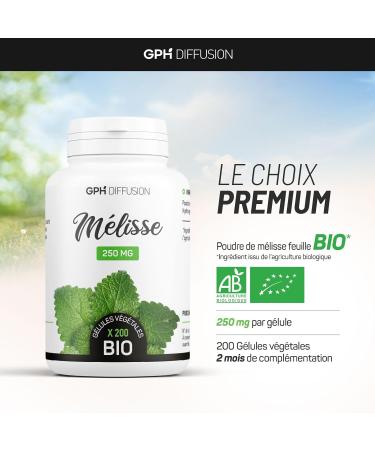 Lemon Balm Organic 250 mg - 200 Vegetable Capsules - Buy Online on GoSupps.com