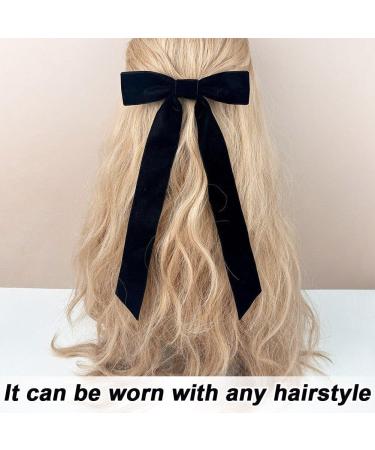 4pcs Velvet Bow Hair Clips Bow Hairpins Ponytail Holder Hair Bow Clips with Long Tail Bowknot Barrette for Kids Girls Women - Buy Online on GoSupps.com