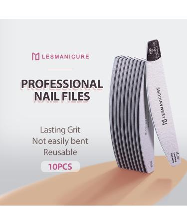 LESMANICURE Salon Grade Nail Files 100/180 Grit - 10 Pack Emery Boards for Acrylic Nails & Poly Nail Gel - Buy Online on GoSupps.com