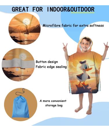 Ultra Soft Microfiber Bathing Poncho for Kids | Absorbent Hooded Towel & Beach Robe for Ages 5-10 | 76x76cm Green - Buy Online on GoSupps.com