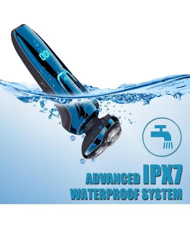 Rotary Shaver for Men Electric Razor Dry Wet Waterproof Rotary Men's Face Shaver Razors Cordless USB Rechargeable for Men Shavers Gift for Husband Father (Blue+3 Replacement Blades) - Buy Online on GoSupps.com