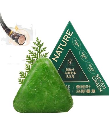 Nature Triangle Shampoo Bar - Usman Grass Seven Green Soap - Volumizing & Oil Control - Solid Shampoo for Women and Mens