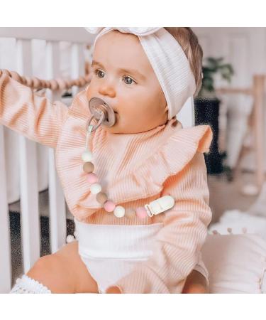 Yolnkos Pacifier Chain for Boys & Girls | Dummy Clips Holder 2 Pack Pink | Baby Shower Gift - Buy Online on GoSupps.com