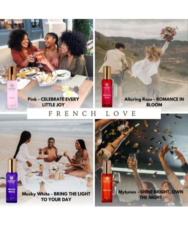 French Love | Eau De Parfum Gift Set 4x20 ml 0.67FL.OZ for Women with Mytunes Pink Alluring Rose Musky White | Floral Fruity Musky | Long Lasting Perfumes | Luxury Scent | Perfume Gift Set - Buy Online on GoSupps.com