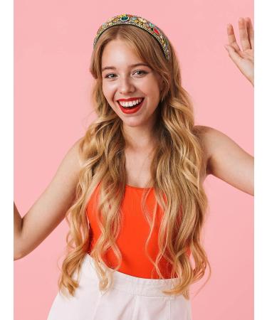 Baroque Crystal Rhinestone Padded Headband | Velvet Bejewelled Hairband for Women and Girls - Buy Online on GoSupps.com