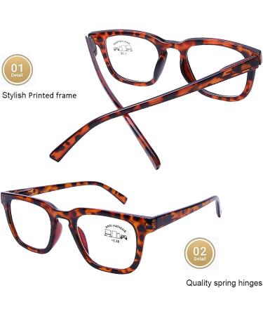 Buy DOOViC Blue Light Filter Reading Glasses JS018 - Tortoise Small Square Lenses (3.5x) | International Shipping Available - Buy Online on GoSupps.com