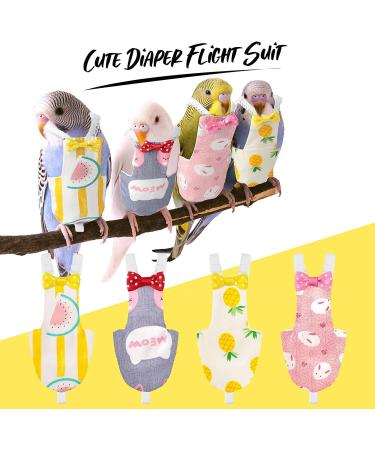 Namvo 4 Pieces Bird Diapers Flight Suite Liners Washable Reusable Protective Parrot Nappy Clothes with Waterproof Inner Layer Cute Urine Wet Suit for Parrot Macaw Budgies Parakeet M Size - Buy Online on GoSupps.com