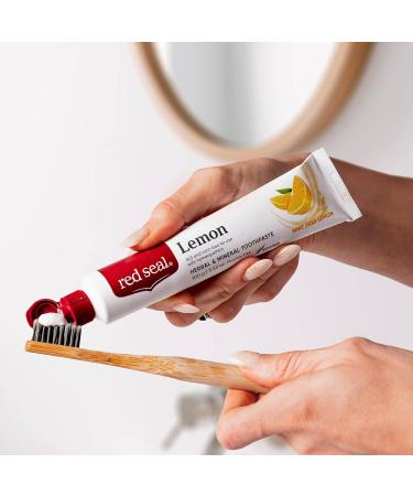 Red Seal Herbal & Mineral Fluoride Free Lemon Toothpaste - Mint Free Toothpaste for Adults - Vegan Friendly Cruelty Free No Artificial Colors or Flavors NATRUE Certified Natural SLS Free 3.53 oz Natural Lemon 3.5 Ounce  - Buy Online on GoSupps.com