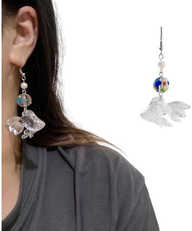 Feylie Goldfish Dangling Earrings - Trendy Cute Drop Earrings in Acrylic for Students & Office Professionals - Buy Online on GoSupps.com