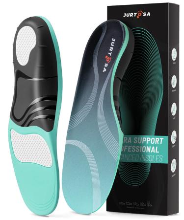TANSTC Heavy Duty Support Insoles High Arch Support Plantar Fasciitis Pain Relief Insole Orthotics Over-Pronation Corrective Inserts Comfortable Shoe Insole Absorb Shock Unisex for Work Boot Daily Use Blue L Men's 8.5-9....