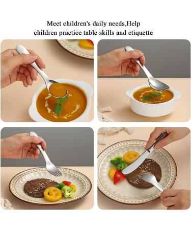 Evanda Toddler Utensils Set - Stainless Steel Forks and Spoons for Kids - Dishwasher Safe and Mirror Polished - 4 Piece Silverware - Buy Online on GoSupps.com