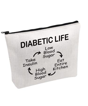 PWHAOO Diabetes Support Zipper Pouch Bag Diabetic Life Cosmetic Bag Diabetes Awareness Cosmetic Bag Fight Diabetes Gift (DIABETIC LIFE B)