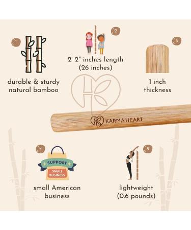 Karma Heart Pranayama Yoga Stick (2ft 2in) - Natural Bamboo Stretch Bar for Back Posture | Mobility & Exercise Stick for Stretching - Multipurpose Posture Pole - Buy Online on GoSupps.com
