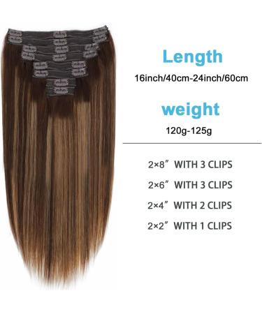 Hair Extensions Straight Clip In Hair Extensions Human Hair Extensions P4/27 Medium Brown Mixed Blonde Full Head Clip Ins Natural Hair With 18 Clips Natural Human Hair(18inches) 18inches 120g/Set - Buy Online on GoSupps.com
