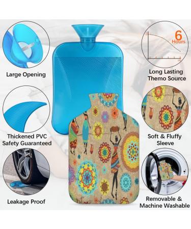 2L Hot Water Bottle - Pain Relief Tribal African Women Mandala - PVC Warming Bag for Cold & Heat Therapy Menstrual Cramps & Hand/Feet Warmers - Buy Online on GoSupps.com