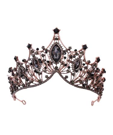 SH Ancient Gold Queen Crown for Women  Rhinestone Wedding Tiaras and Crowns for Bride Handmade Crystal Headband Tiara Halloween Faire Costume Birthday Hair Accessories