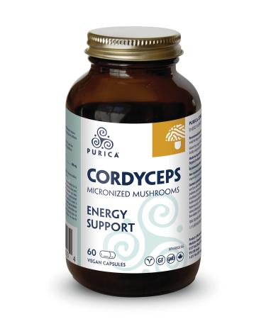 PURICA - Cordyceps Mushroom Supplement - Cordyceps Sinensis - Cordyceps Mushroom Capsules - Energy Support Kidney Support - Cordyceps Supplements - Real Mushrooms Cordyceps Capsules (60 Count (Pack of 1))