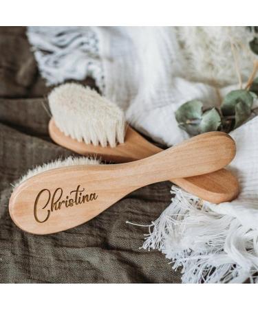 Personalized Baby Hairbrushes | Custom Engraved Wooden Hair Brush for Newborns | Natural Goat Bristle Comb | Perfect Birth Baptism & Birthday Gifts - Buy Online on GoSupps.com